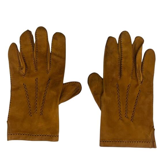 Men’s Buttered Calf Leather Gloves Size M – Brown Classic Stitch Winter - Picture 1 of 7
